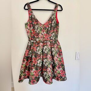 ABS Allen Schwartz Floral Mini Dress - Red and Green